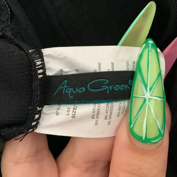 Aqua Green Sheer Ruched One Piece Swimsuit - Picture 8 of 9